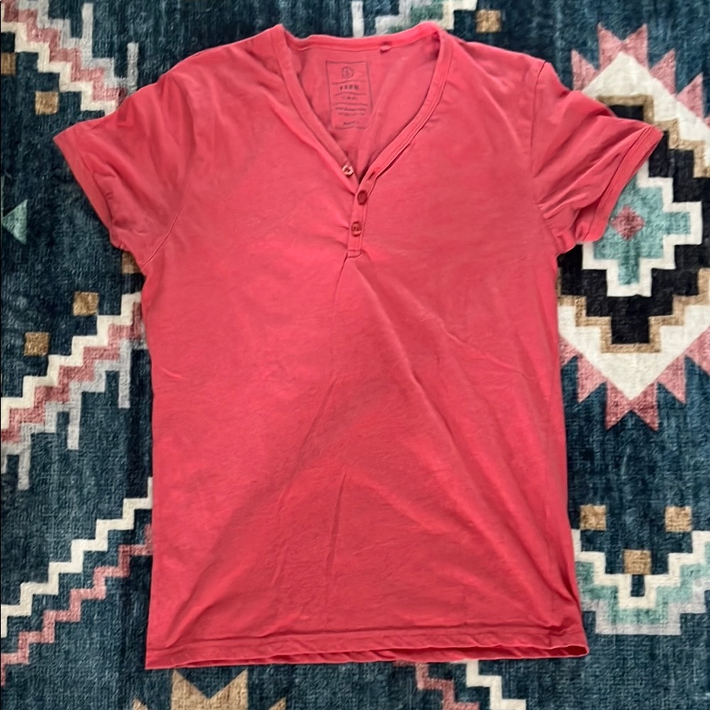 Pink Fitted Buttoned Short Sleeve Tee